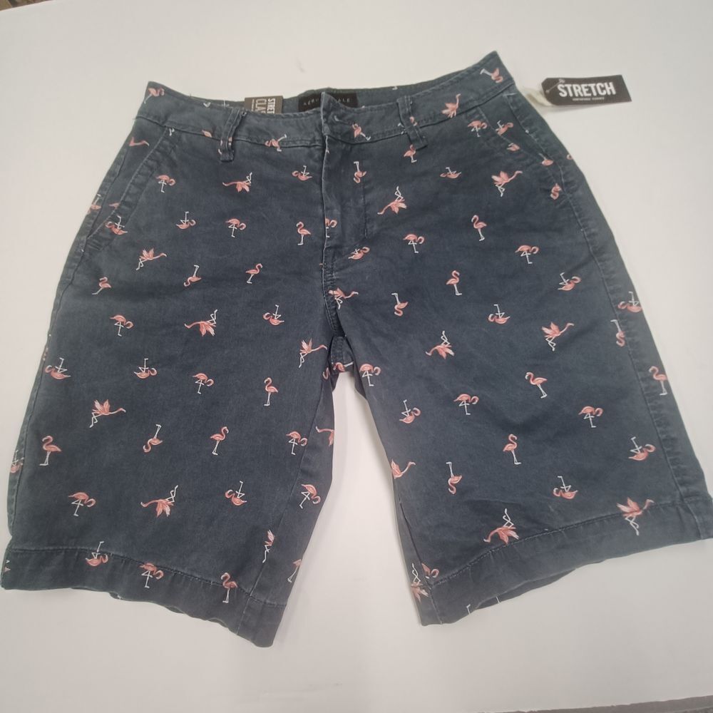 Aeropostale Kids Flamingo Print Stretch Classic‎ Shorts Navy Blue Summer Fun